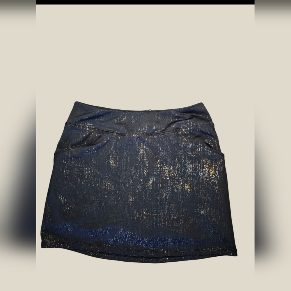 Lilly Pulitzer Midnight Blue and Metallic Gold Pencil Skirt